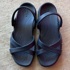 CROCS Blue Cross-Strap Backstrap Sandals